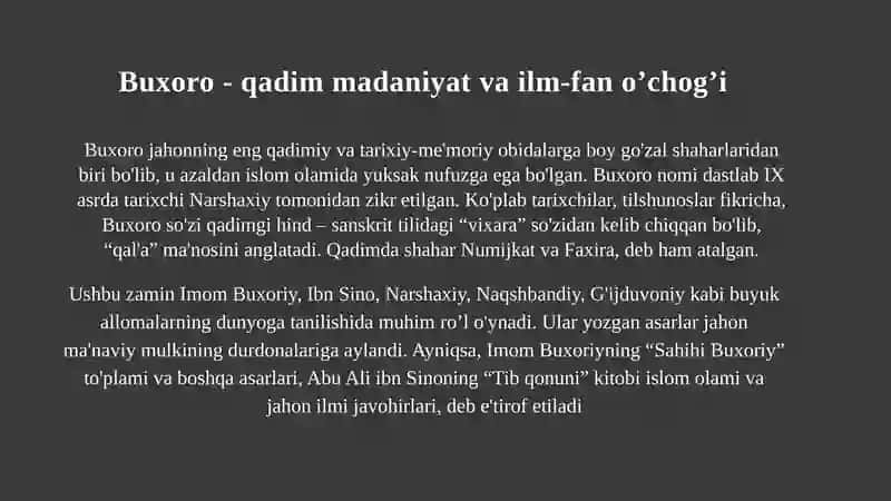 Ko’hna va boqiy Buxoro 3