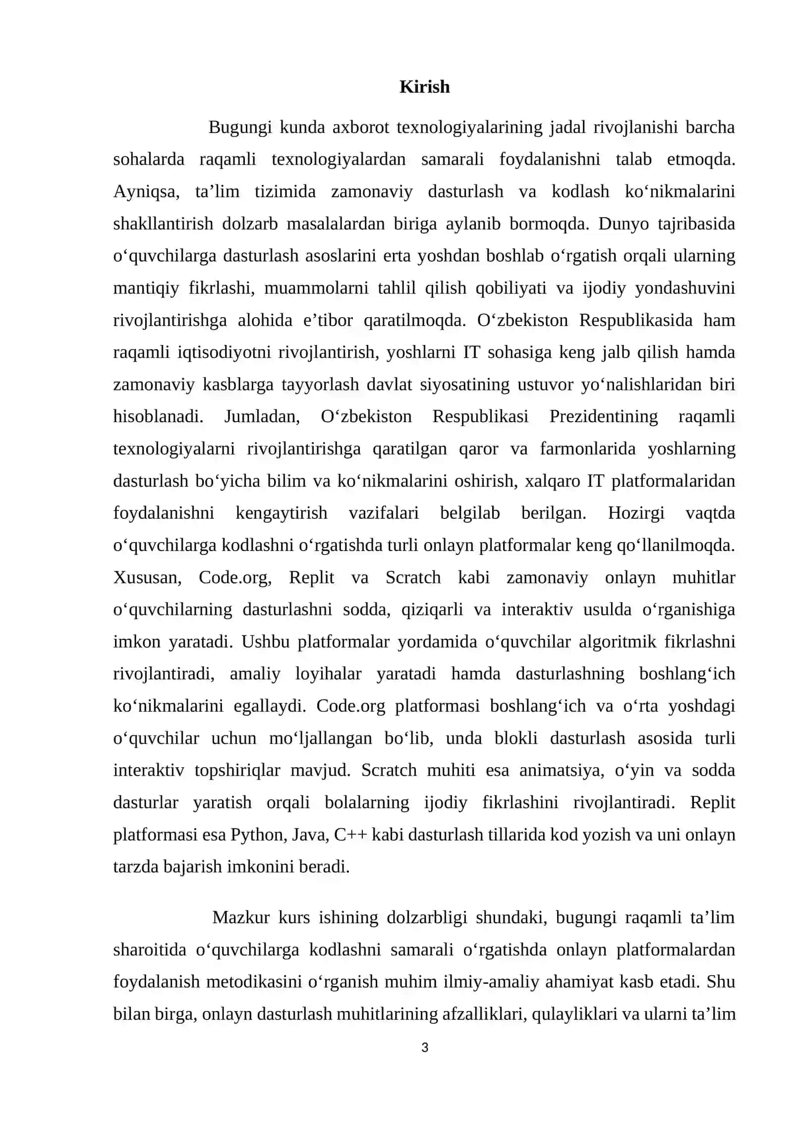 O‘quvchilarga kodni o‘rgatishda onlayn muhitlardan foydalanish (Code.org, Replit, Scratch) 3