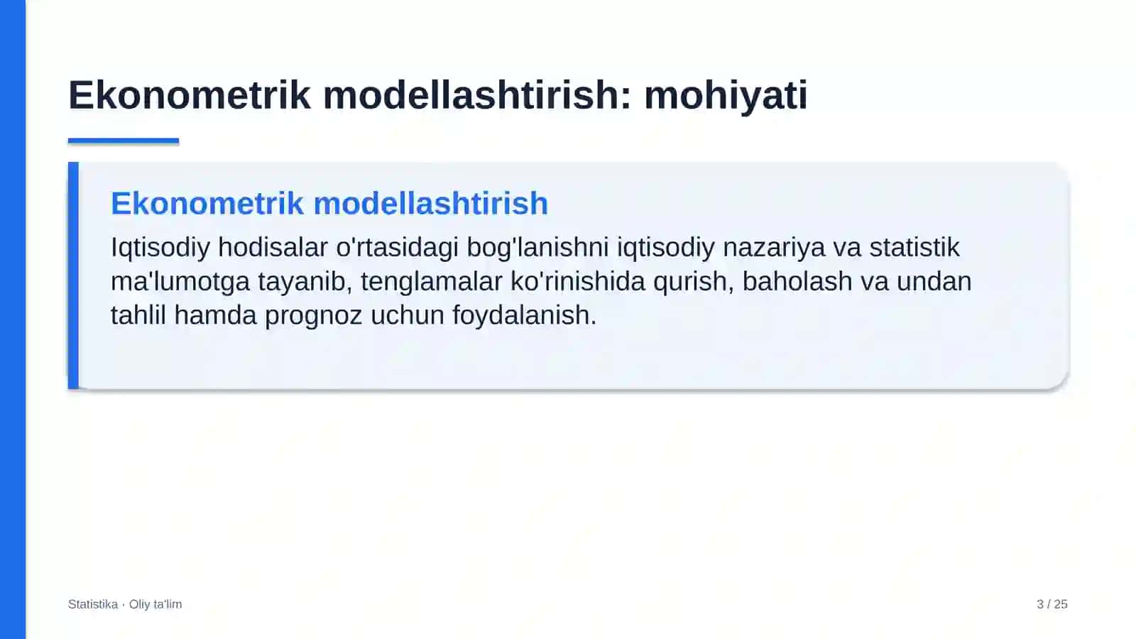 Ulgurji bozorlarda ekonometrik modellashtirish 3