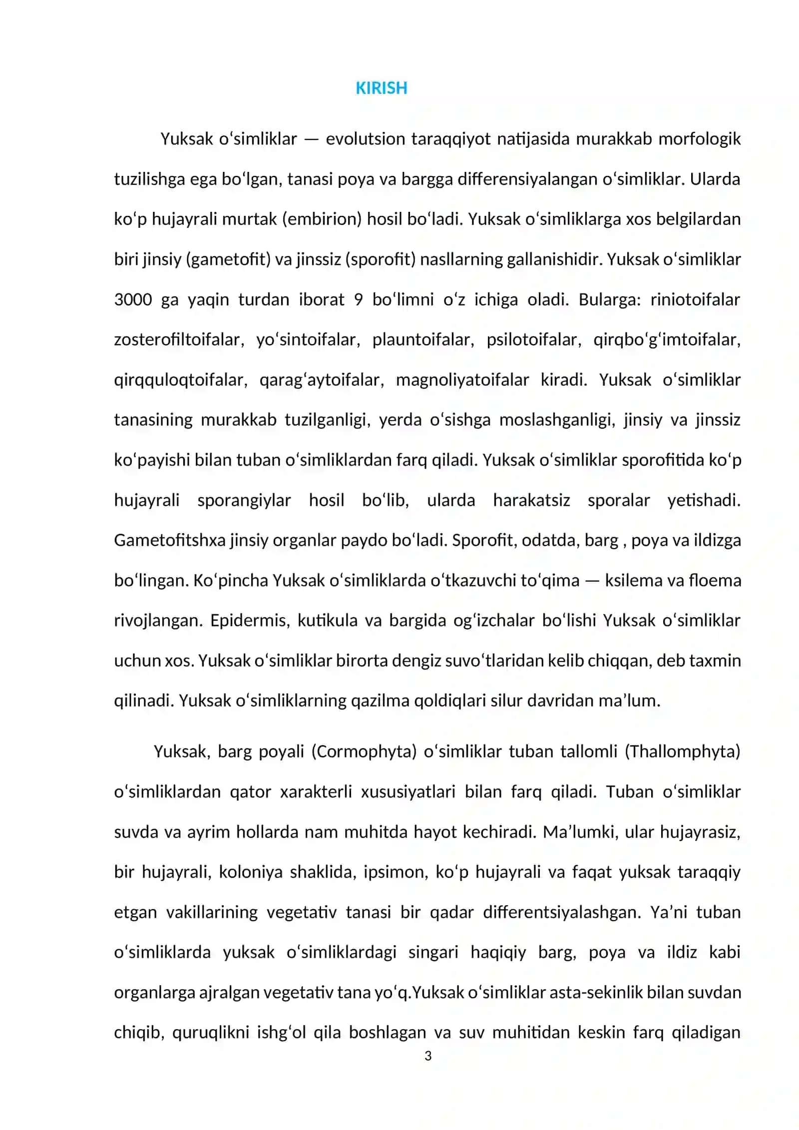 Yuksak o'simliklar evolyutsiyasi 3