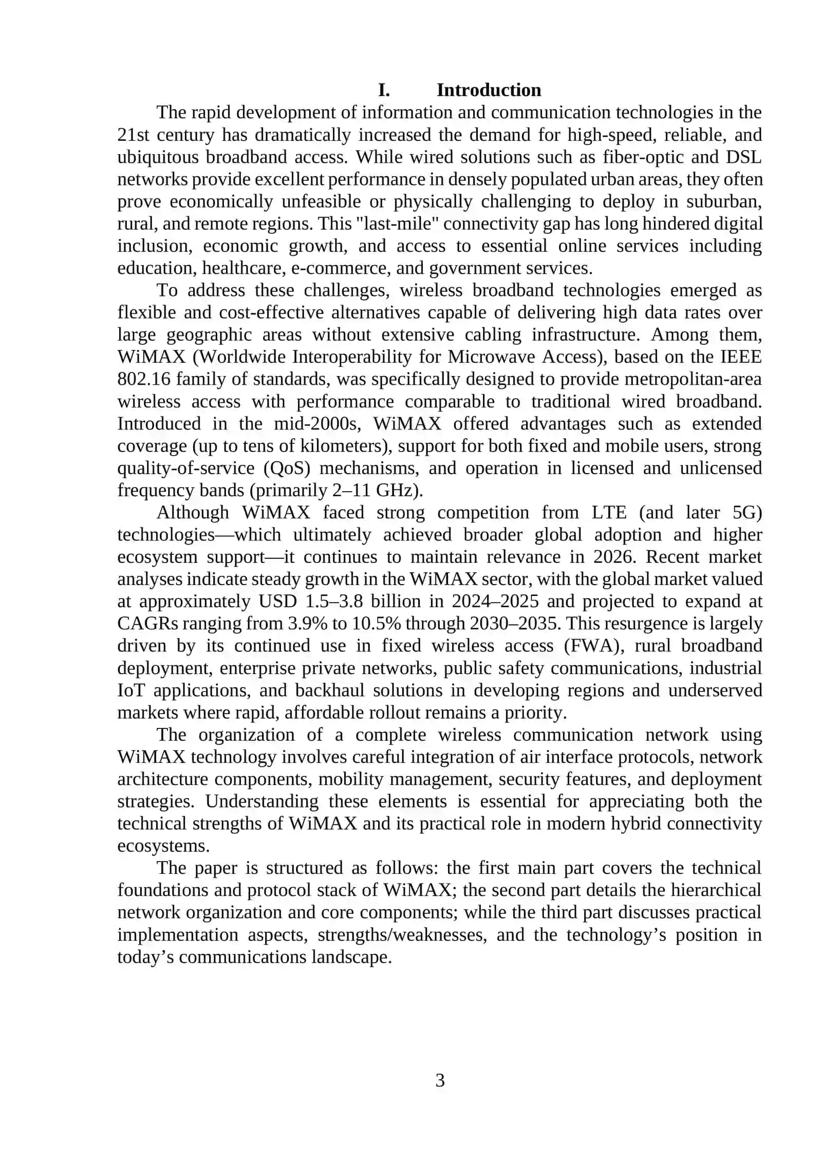 Organization of a wireless communication network using Wi-MAX wireless technologies 3