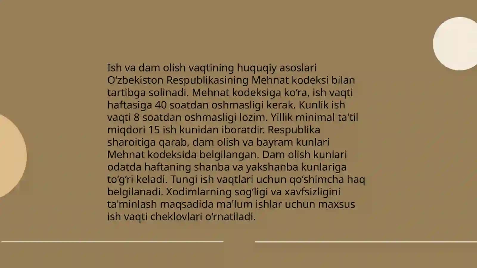 Ish va dam olish vaqtining huquqiy asoslari 3