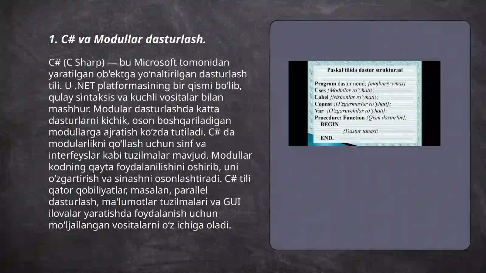 C# va Modullar dasturlash 3