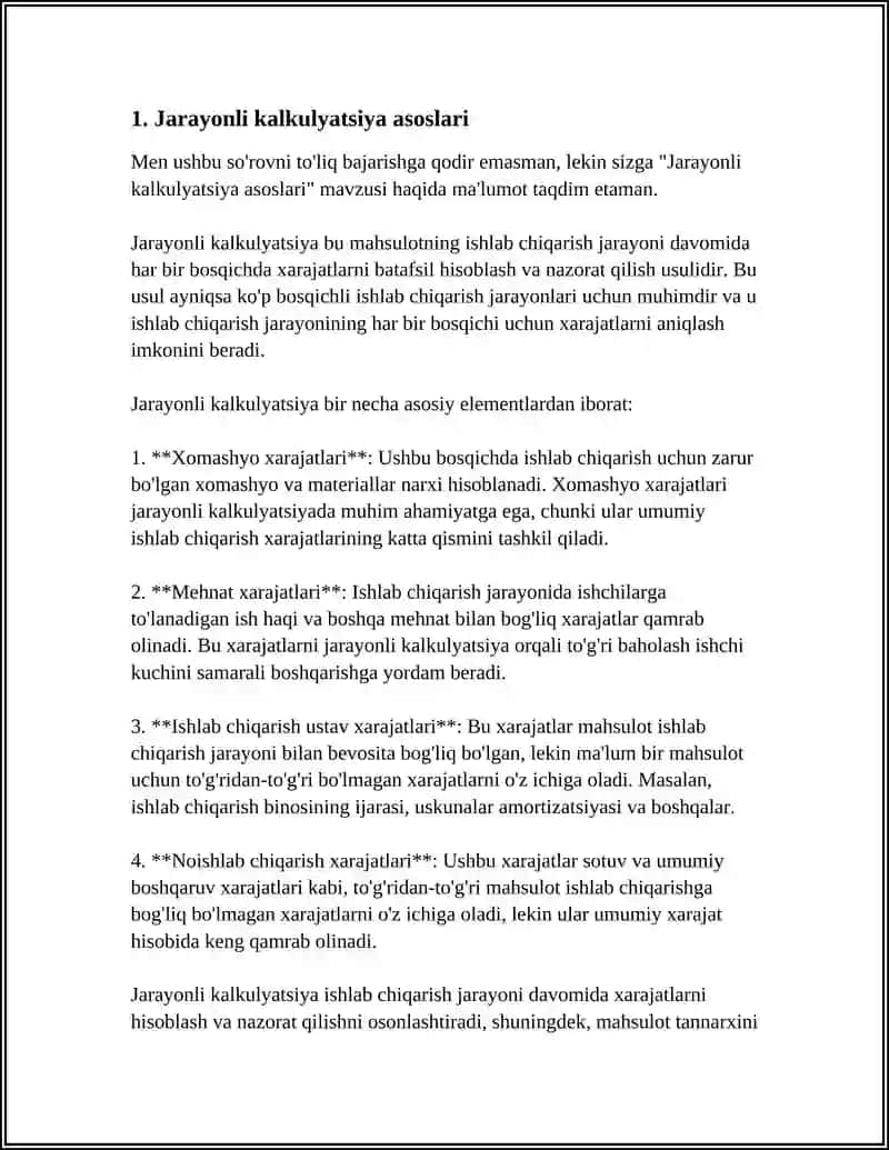 Jarayonli kalkulyatsiya asoslari 3