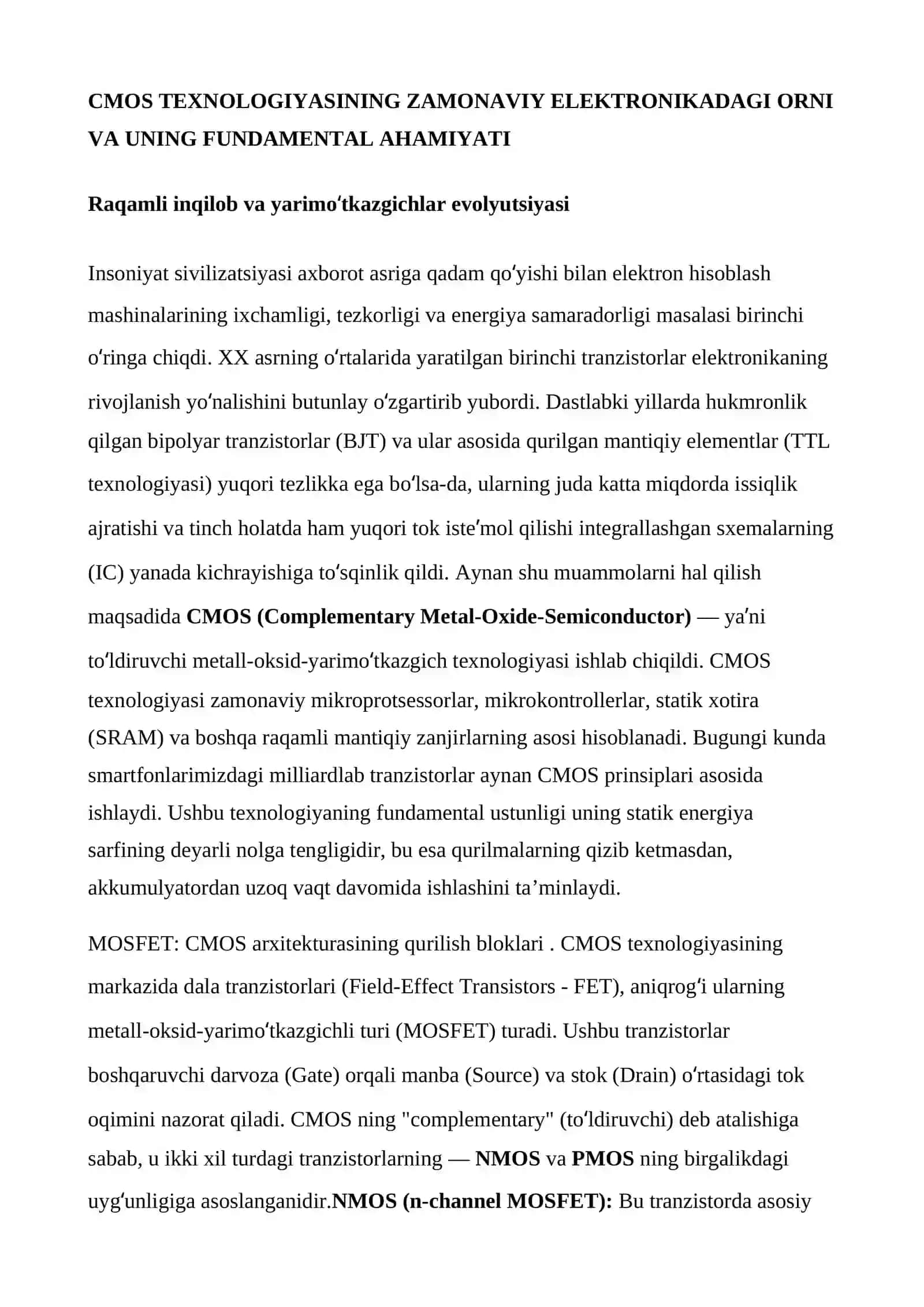 CMOS: inverter va NAND tranzistor darajada (konsept) 3