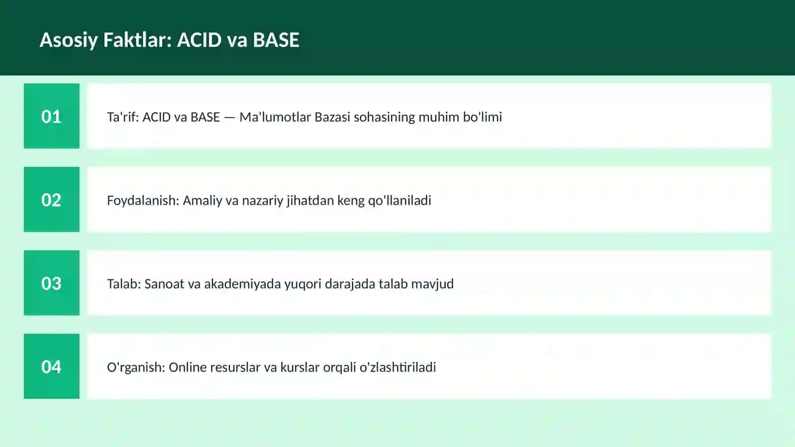 DASTURLASH | MA'LUMOTLAR BAZASI ACID va BASE 3