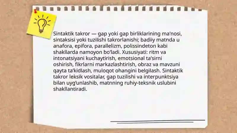 Badiiy matnda sintaktik takror 3