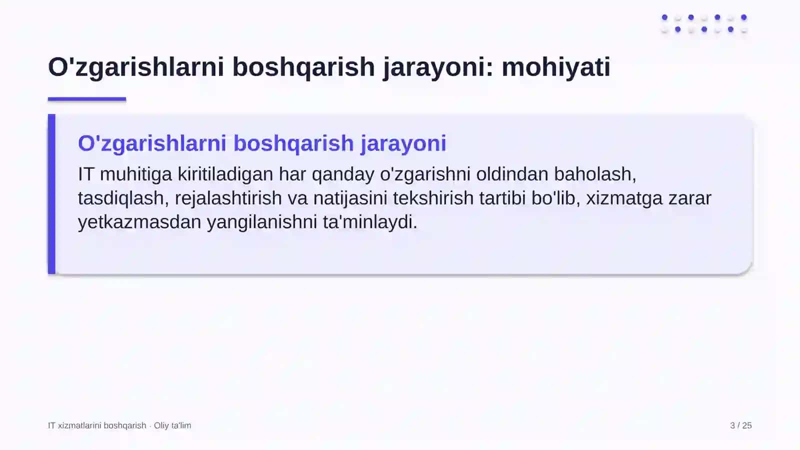 onlayn kinoteatrlarda o'zgarishlarni boshqarish jarayonini joriy etish 2128 3