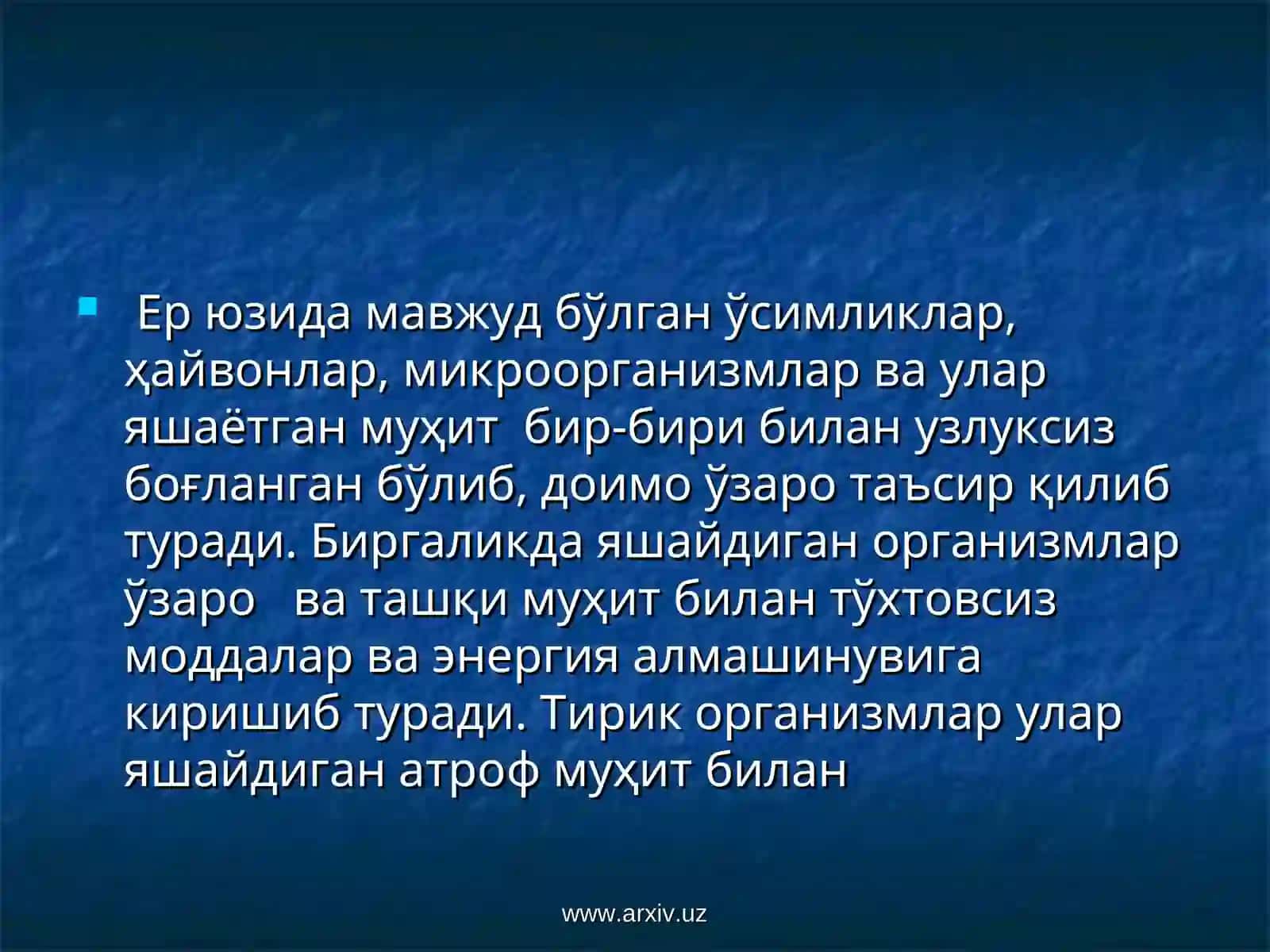 Асосий яшаш мухитлари 3