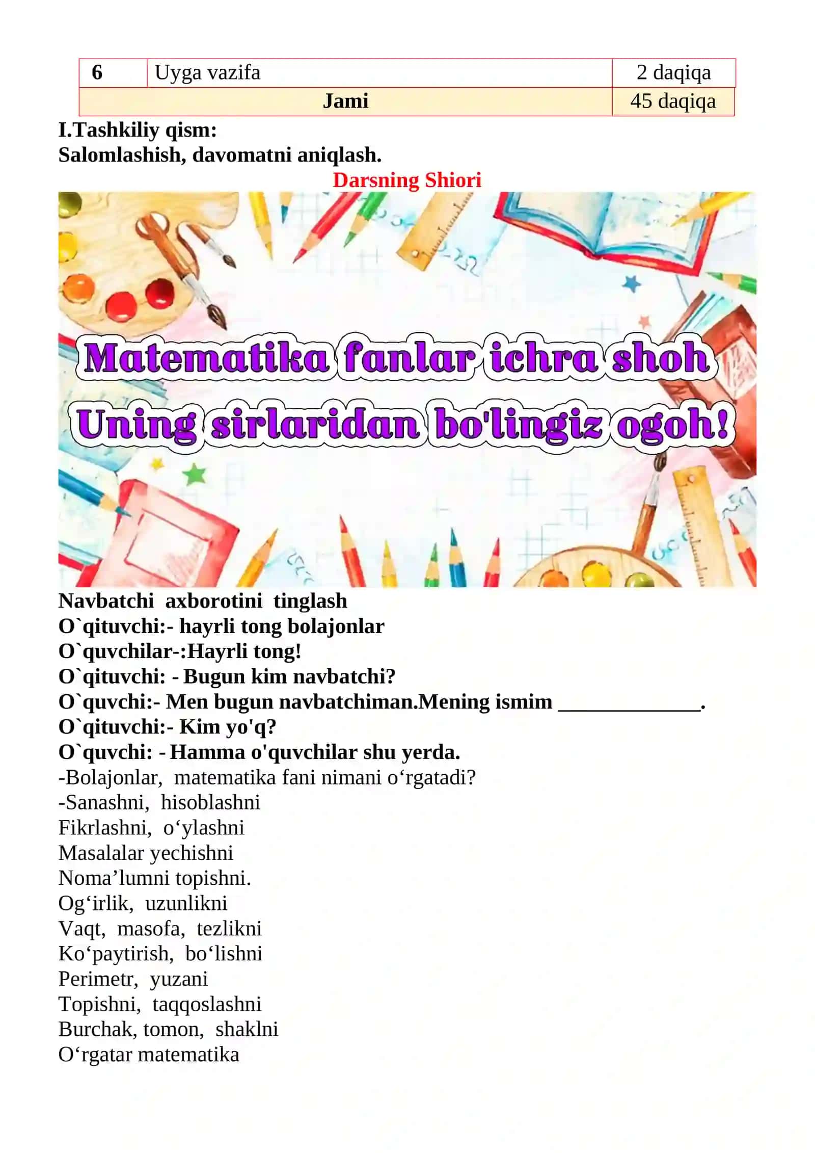 O‘zaro teskari masalalar 1-sinflar uchun Matematika fanidan dars ishlanmasi 3