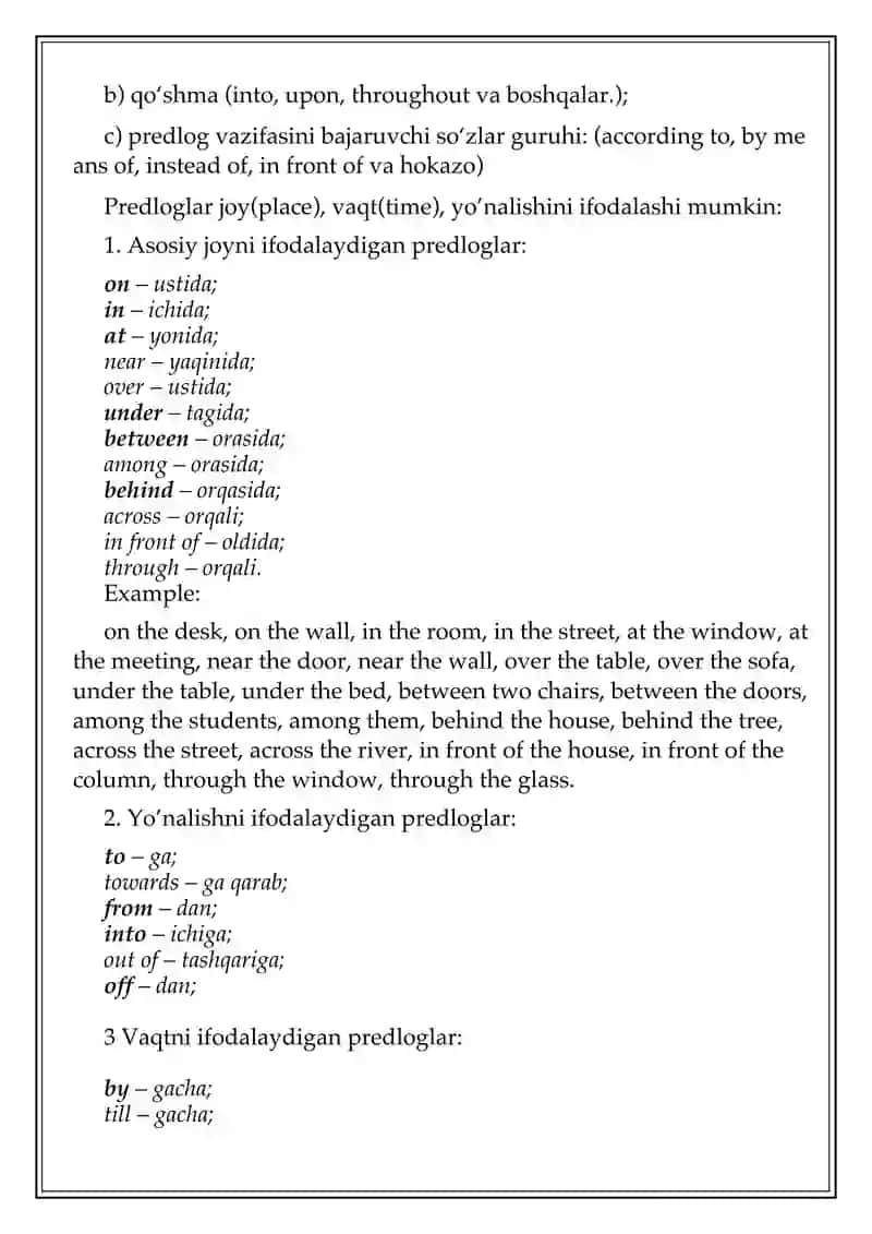The Prepositions(Predloglar) 3
