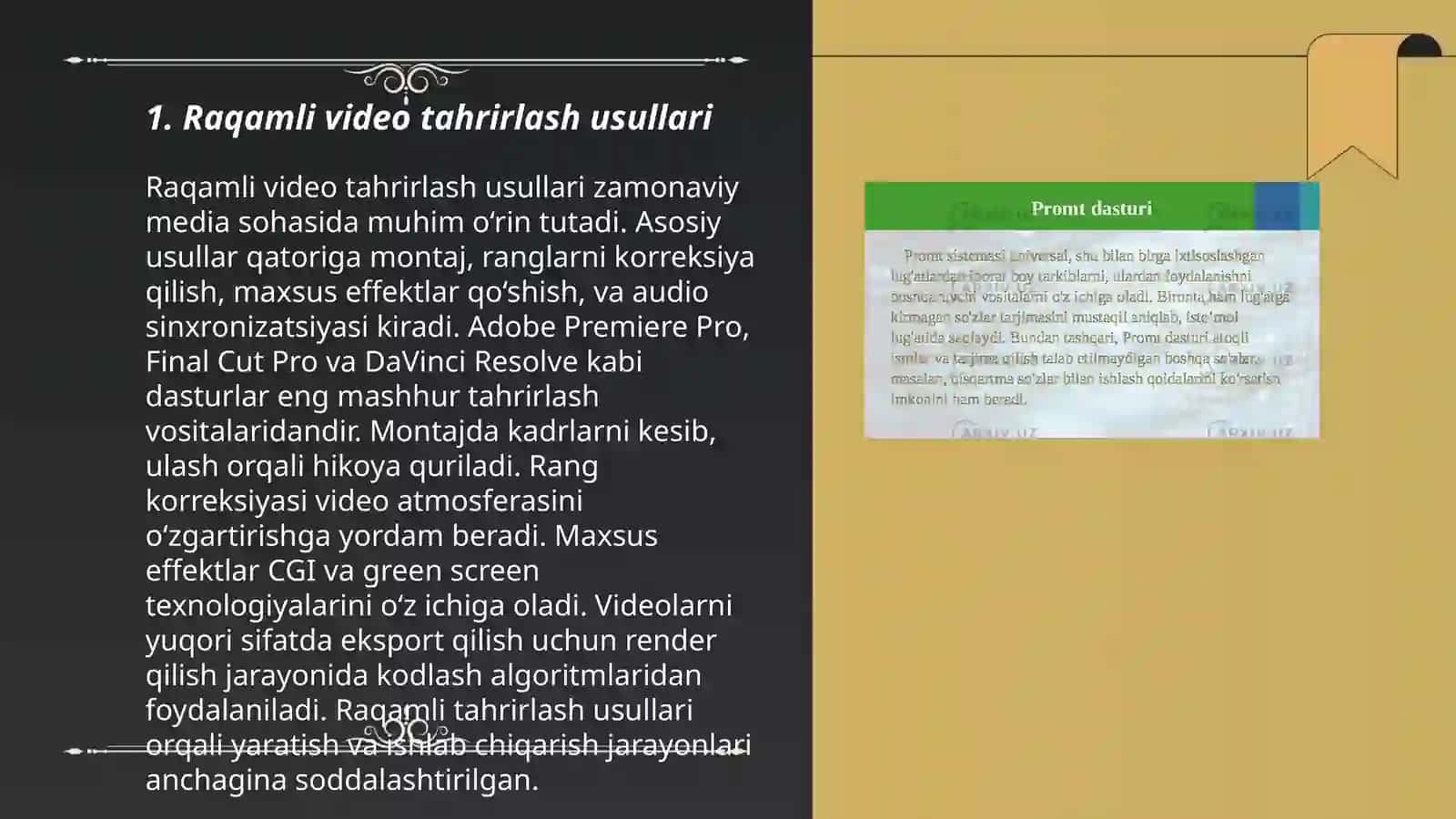 Raqamli video tahrirlash usullari 3