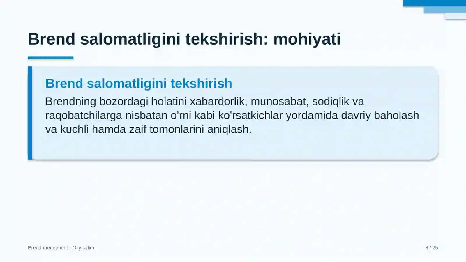 Suzish havzalarida brend salomatligini tekshirish 3