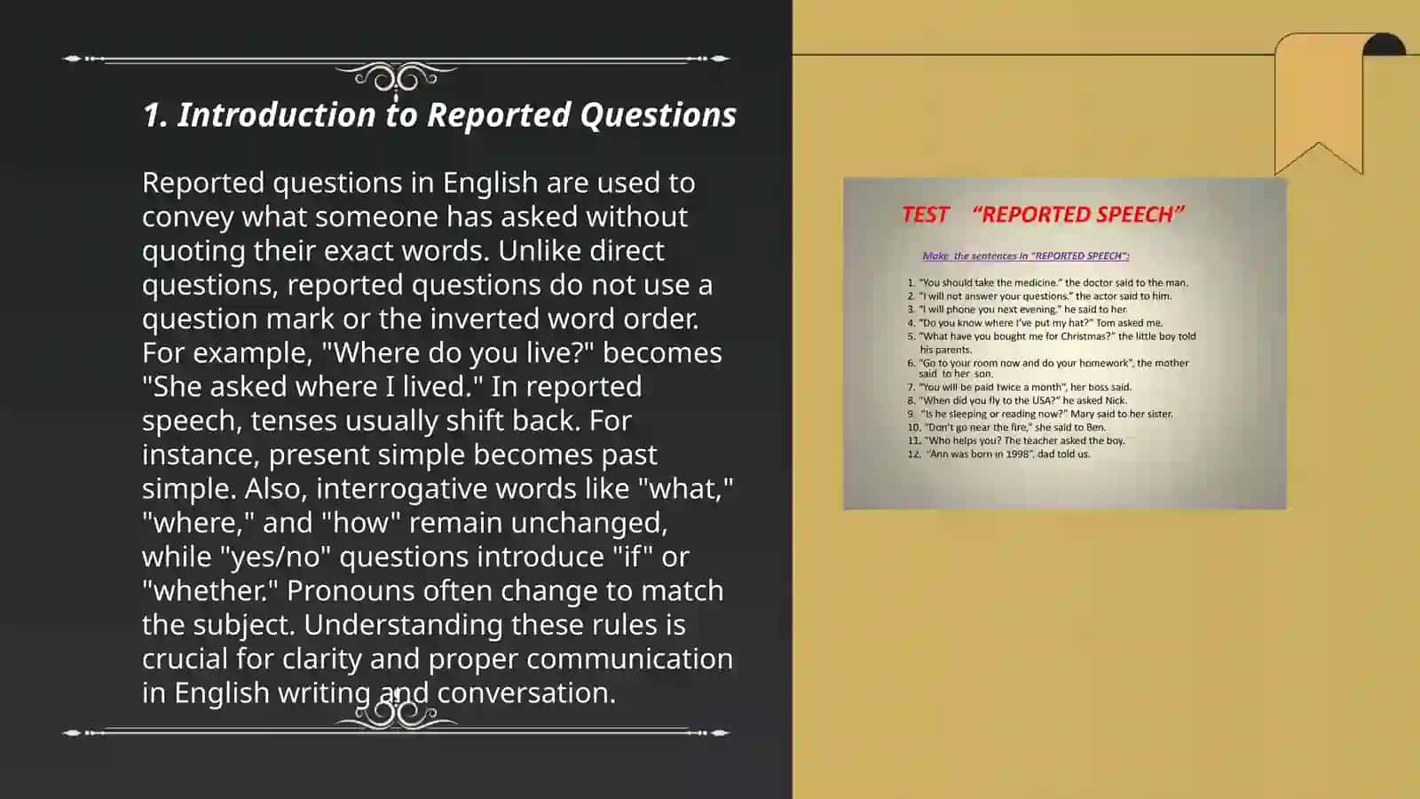 Introduction to Reported Questions 3