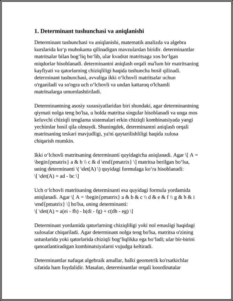DETERMINANT VA UNING XOSSALARI 3