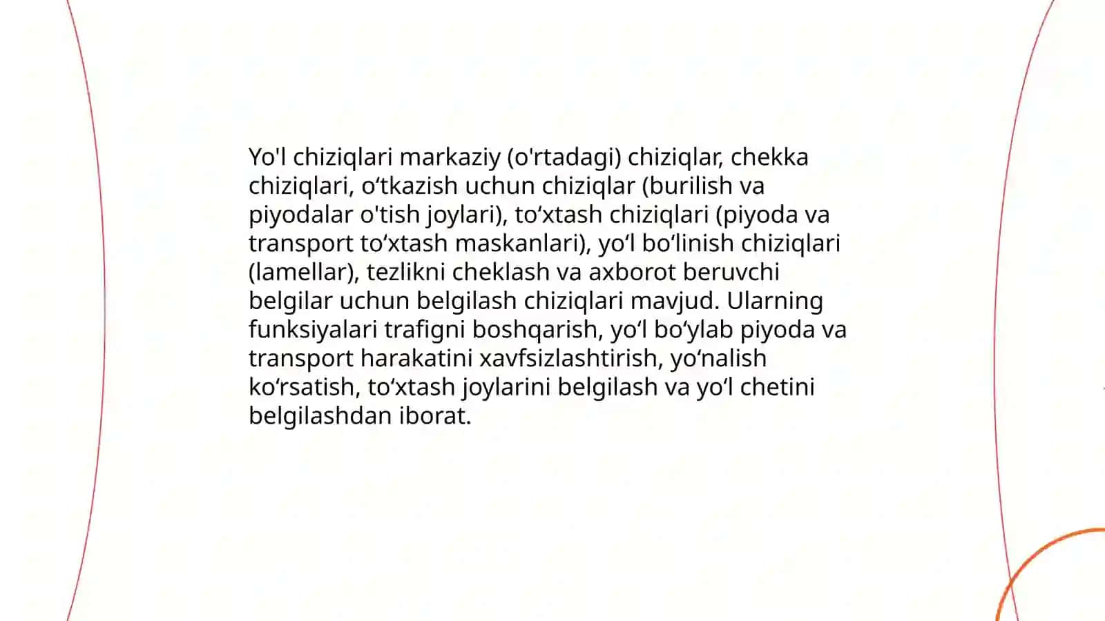 Yo'l chiziqlarini chizish 3
