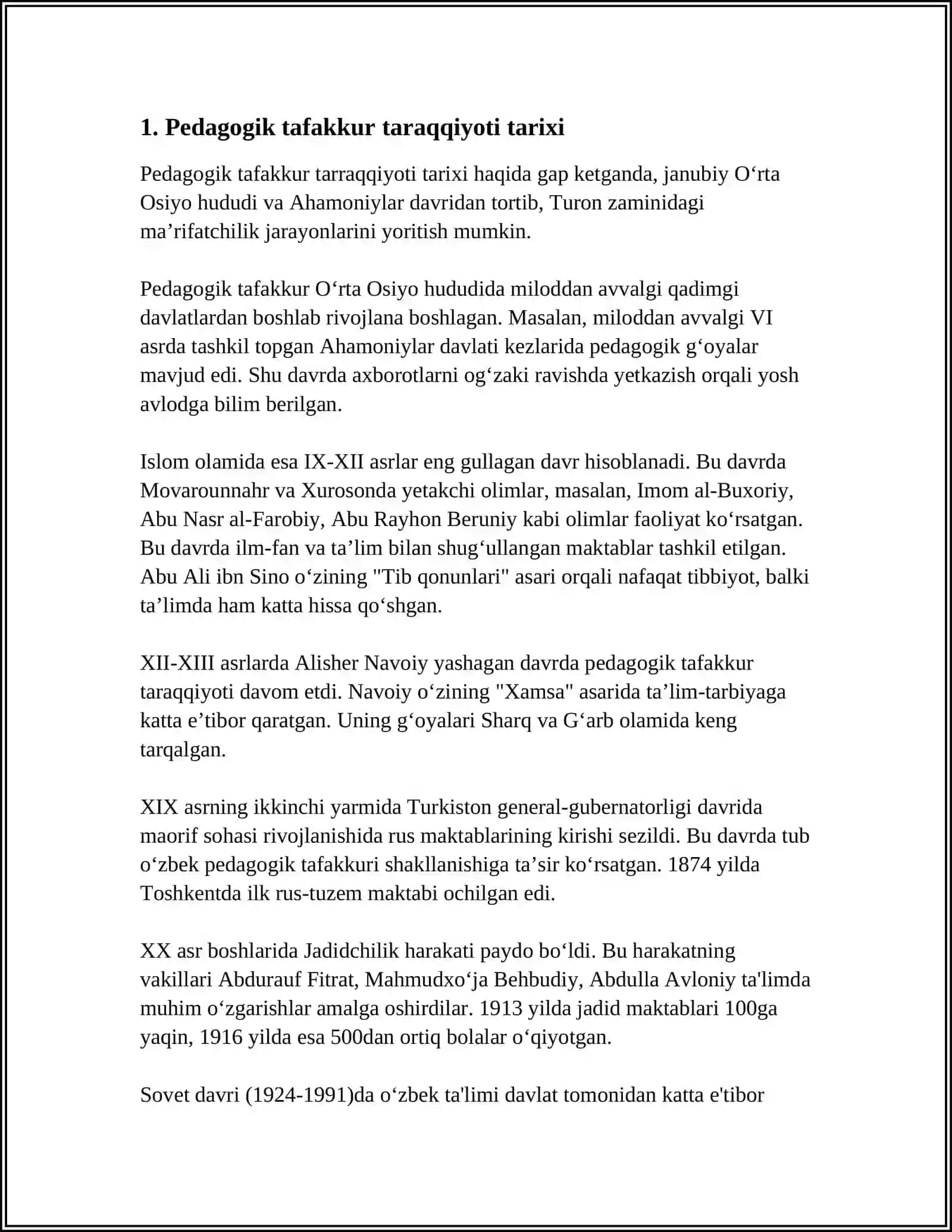 PEDAGOGIK TA’LIMOTLAR TARIXI 3