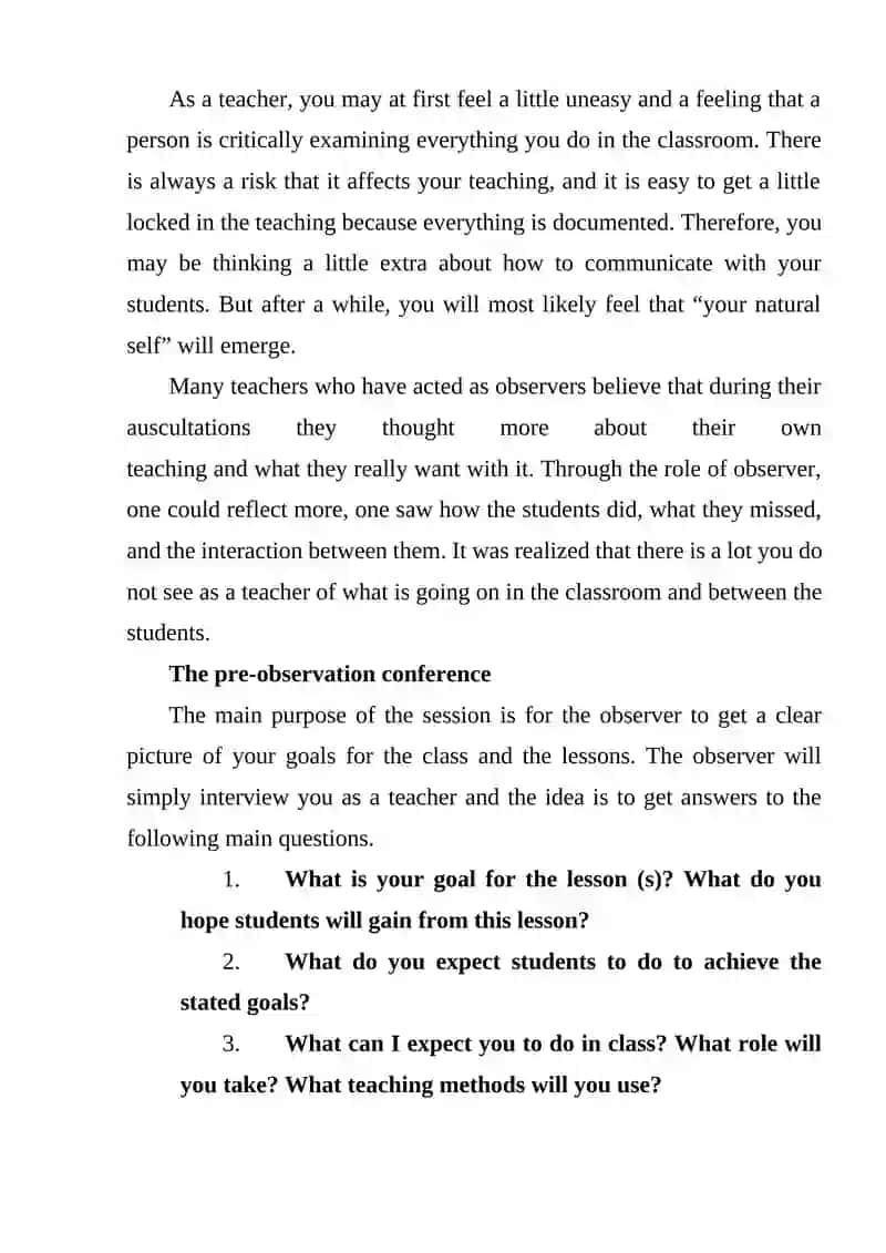 Classroom Observation in School 3