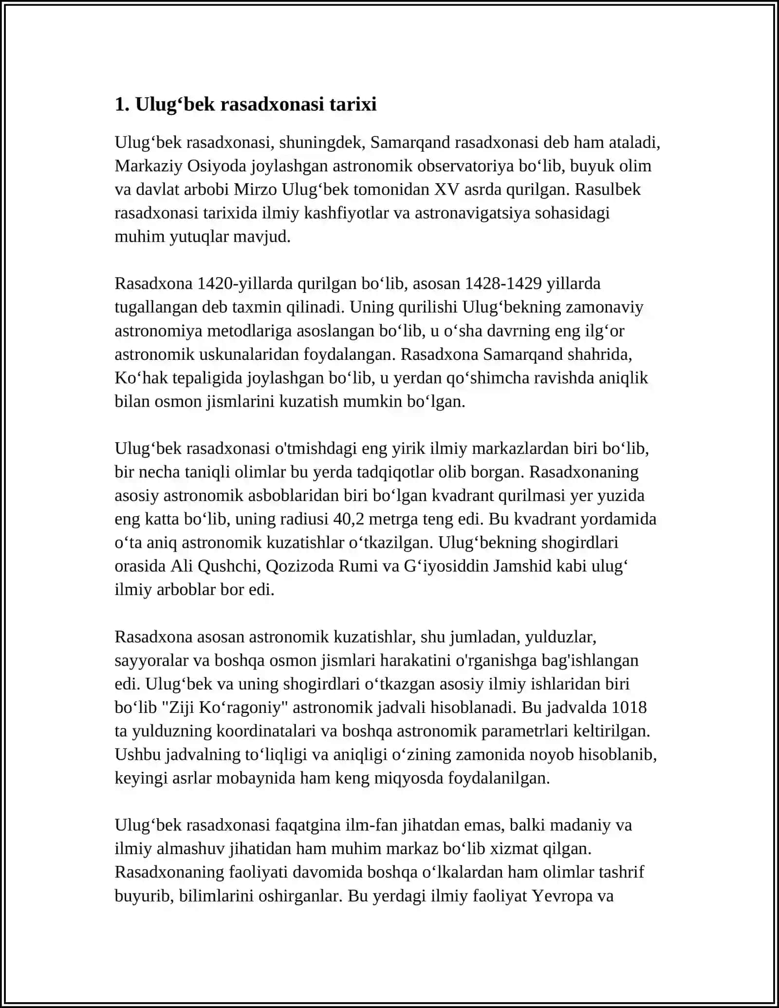 ULUGʻBEK RASADXONASI MAVZUSIDA 3