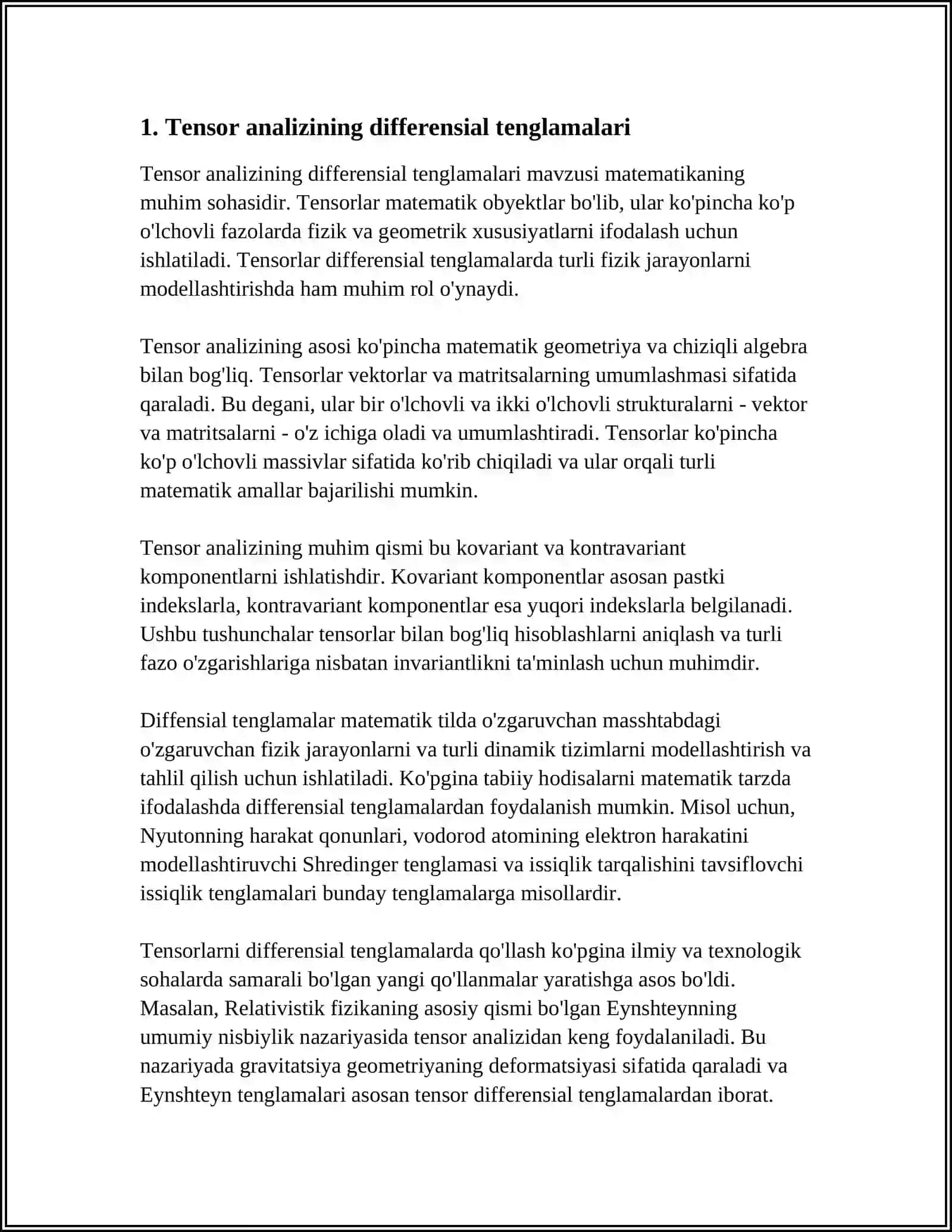 Tensor analizining differensial tenglamalari 3