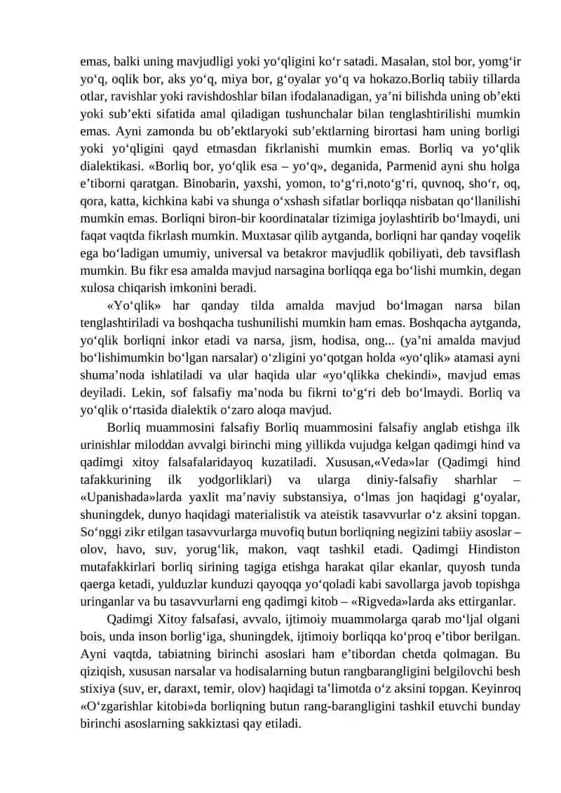 BORLIQ FALSAFASI (ONTOLOGIYA) 3