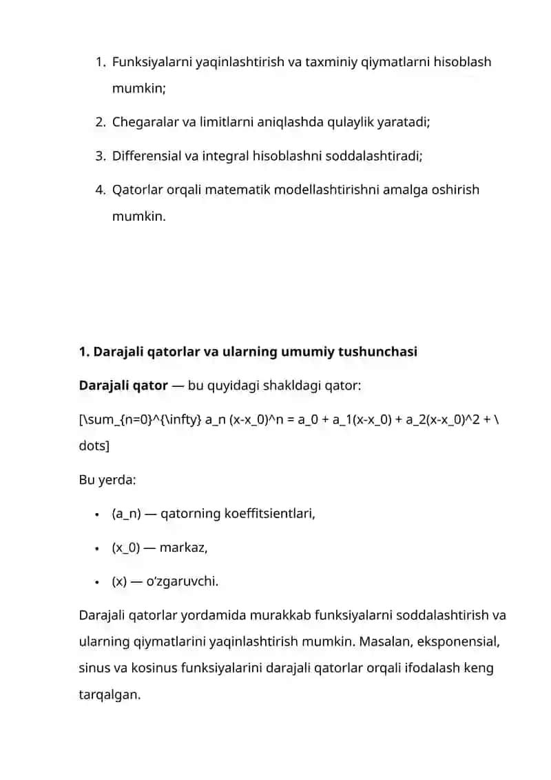Darajali qatorlar va ularning xossalari 3
