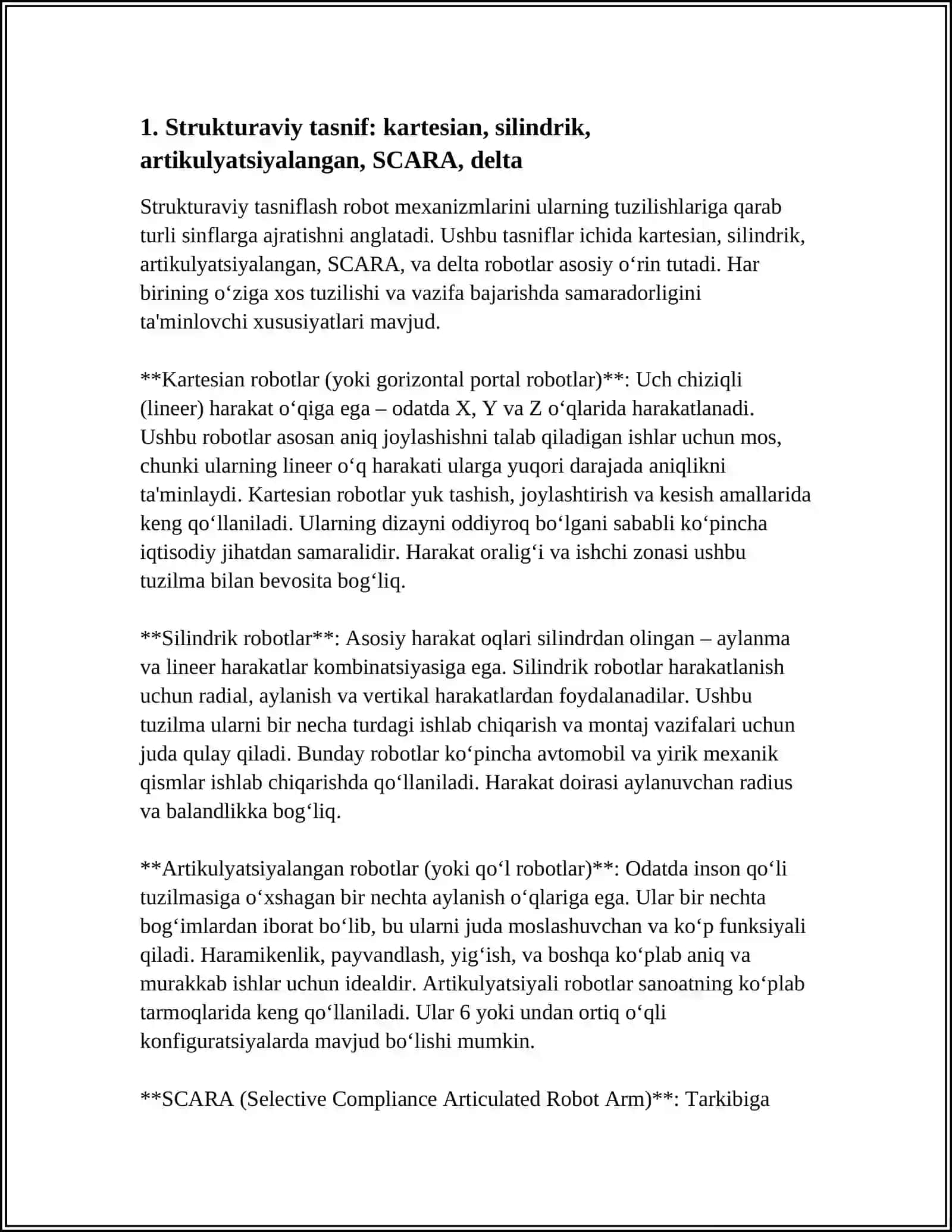 SANOAT ROBOTLARINING TASNIFI 3