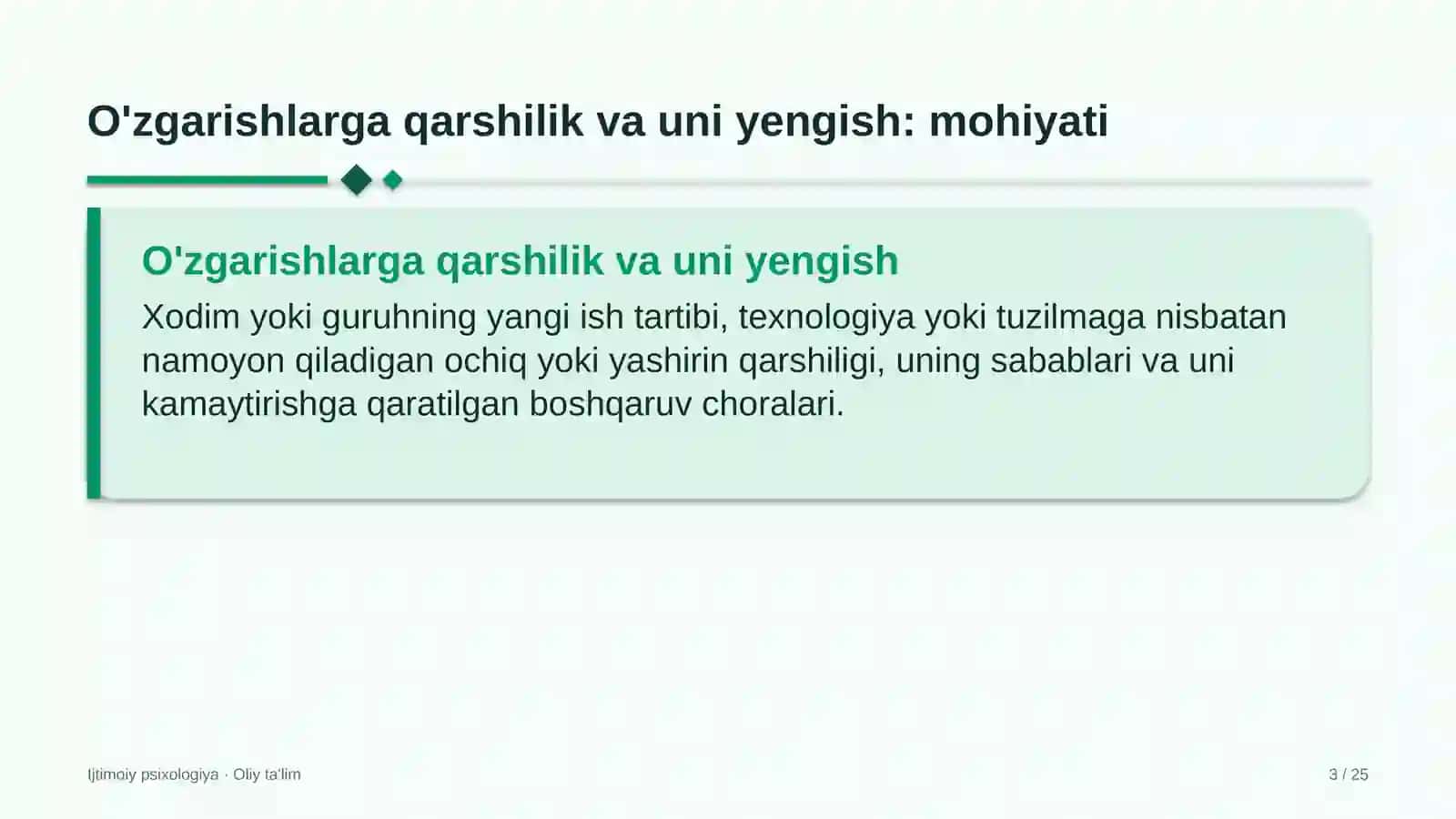 Franchayzing tarmoqlarida o'zgarishlarga qarshilik va uni yengish 3