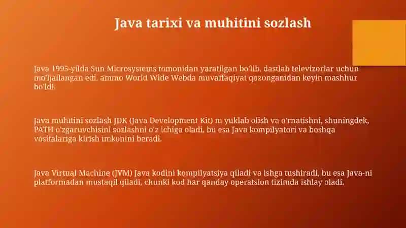 Java dasturlash tilining asosiy tushunchalari 3