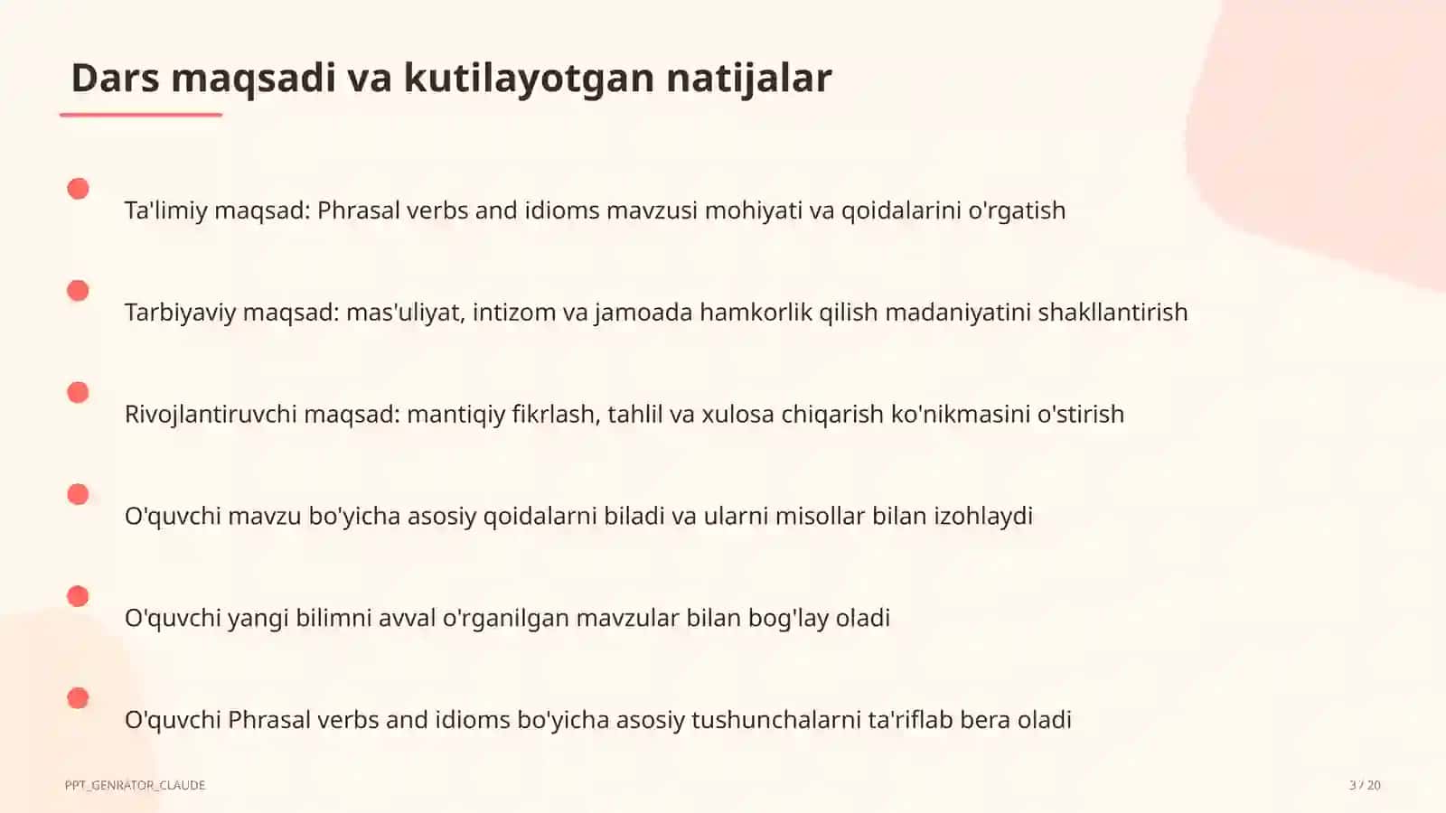 Phrasal verbs and idioms (11-sinf) 3