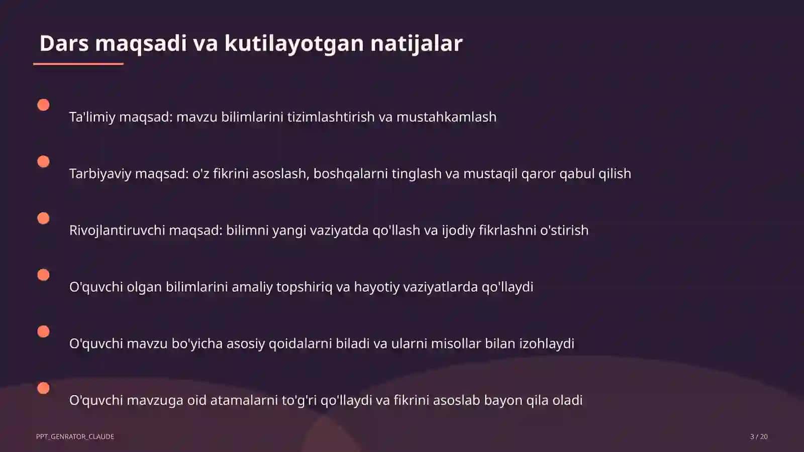 Dars rejasi 3
