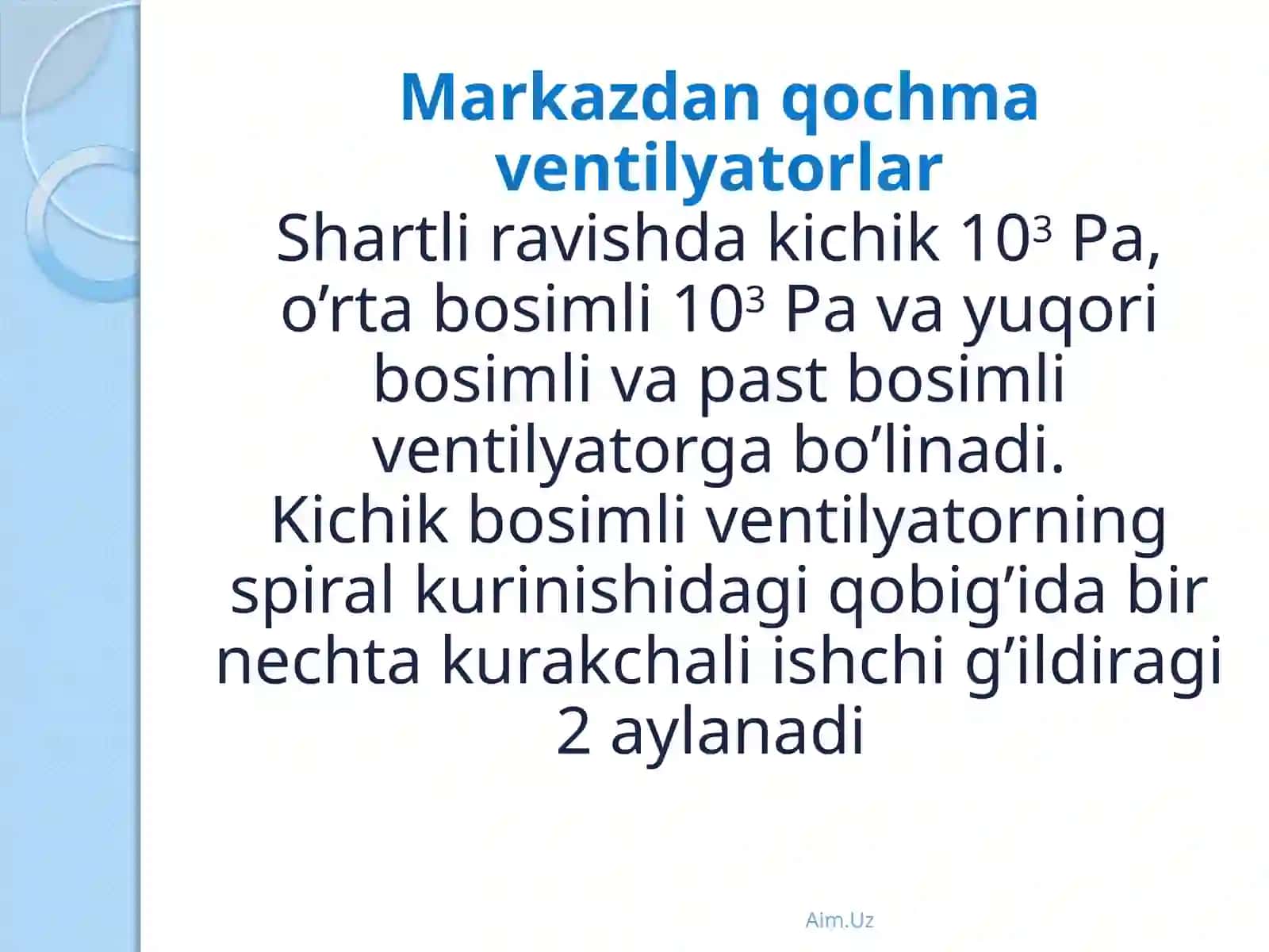 Markazdan qochma  ventilyatorning haraktiristikasini aniqlash 3