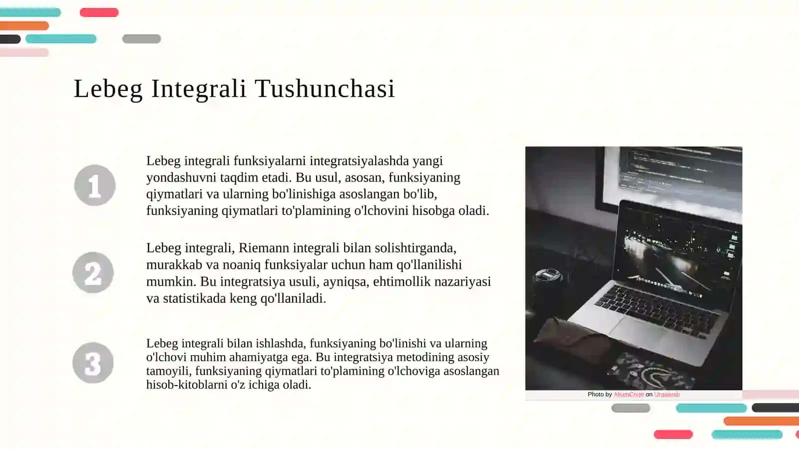 Chegaralanmagan funksiya Lebeg integrali 3
