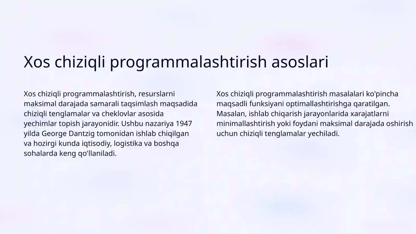 Xos chiziqli programmalashtirish 3