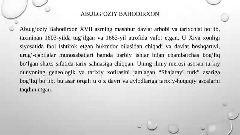Shajarayi turk Abulg'oziy Bahodirxonning 3