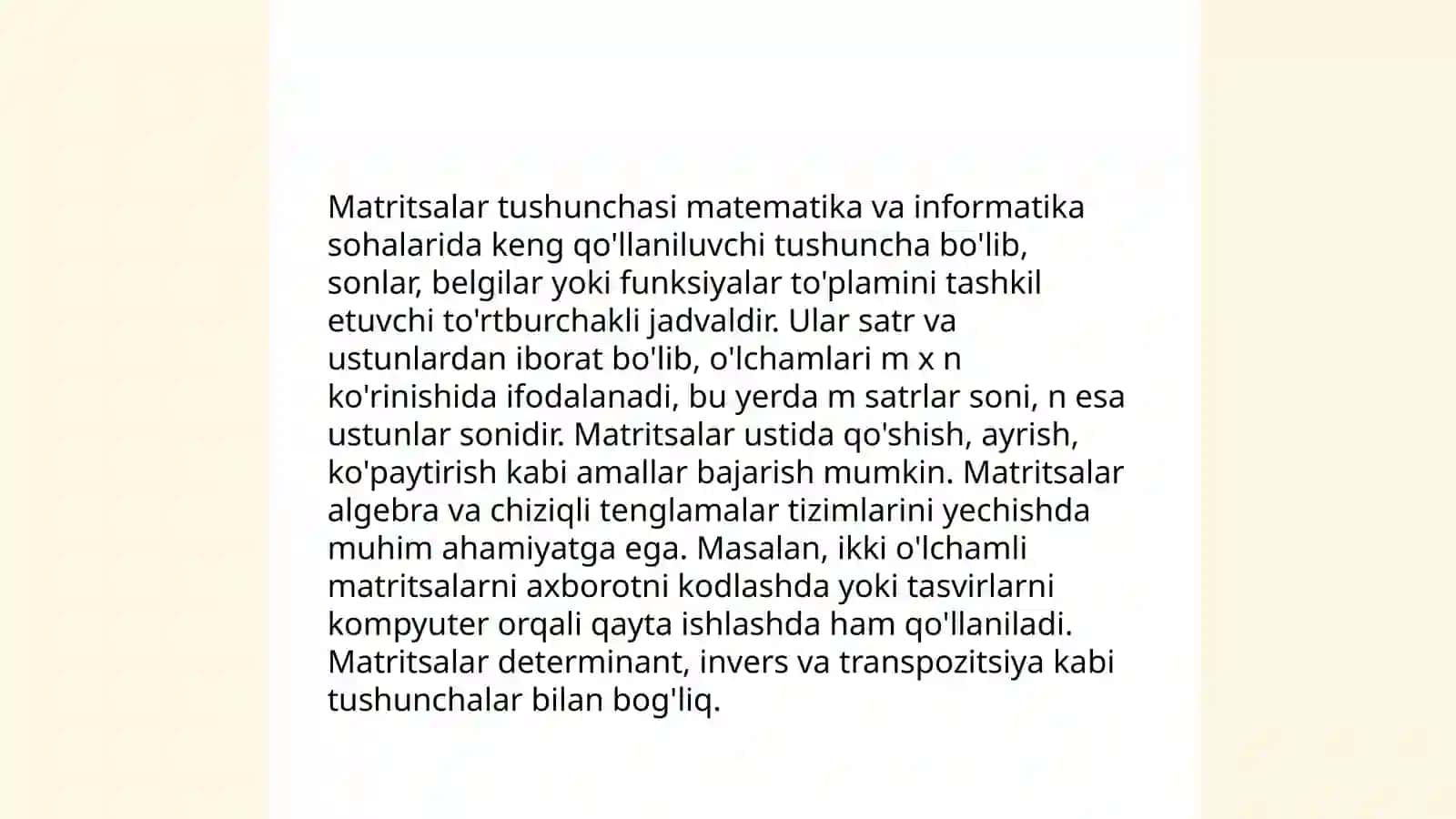 Matritsalar va ular ustida amallar 3