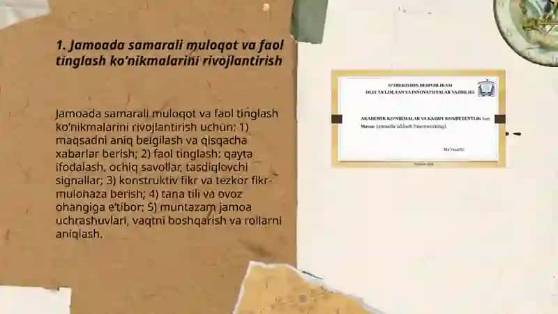 Jamoada ishlash koʻnikmalarini rivojlantirish 3