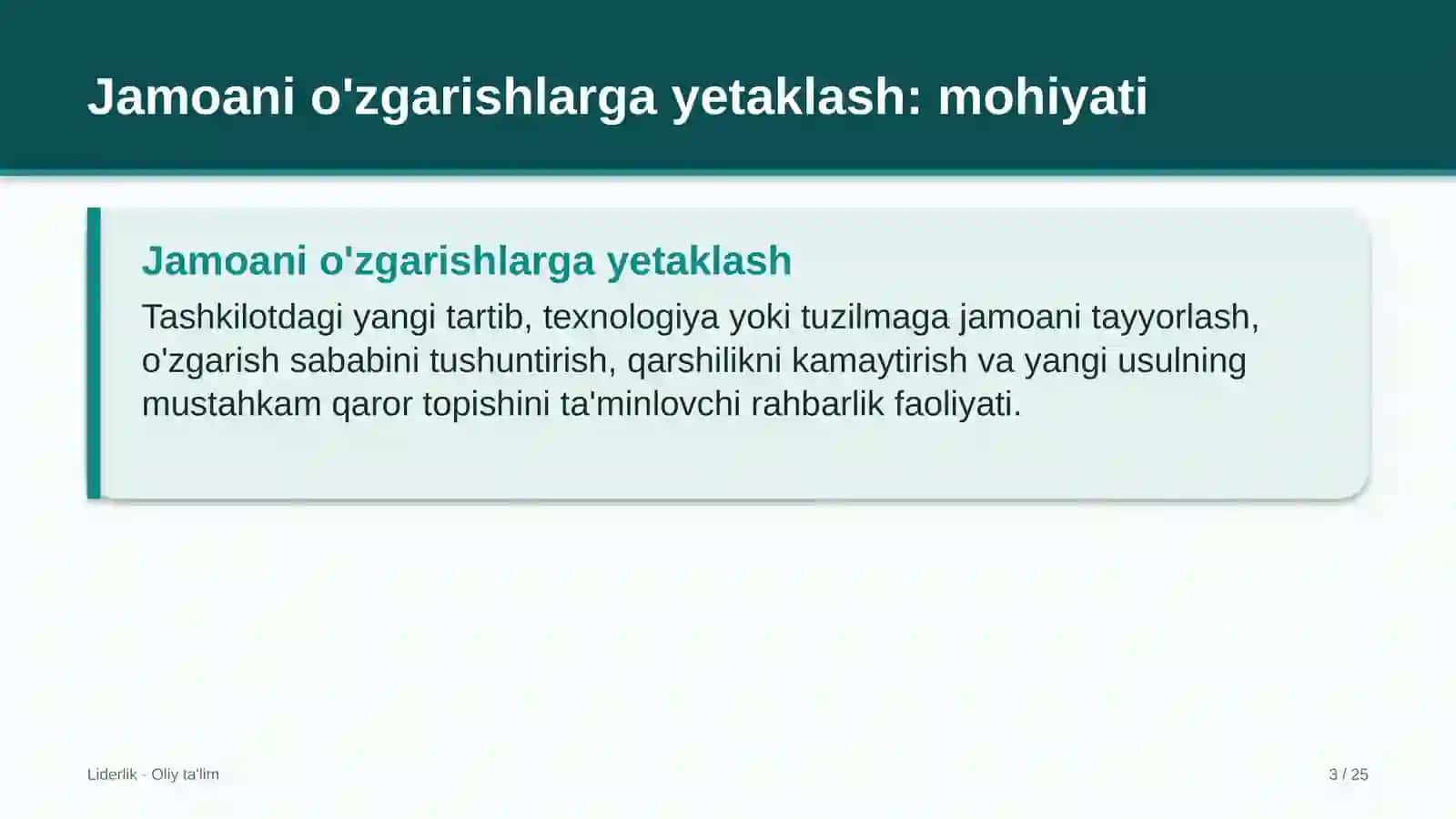 [G'allachilikda jamoani o'zgarishlarga yetaklash] 3