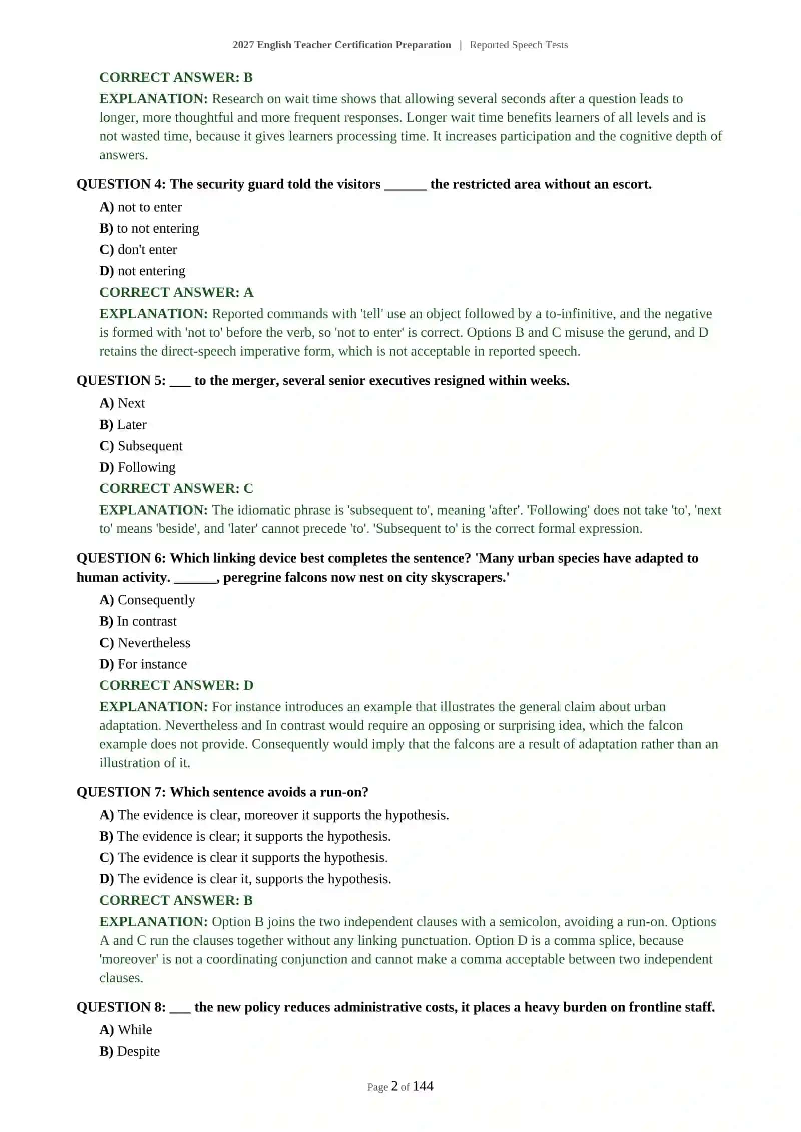 Reported Speech Tests 3