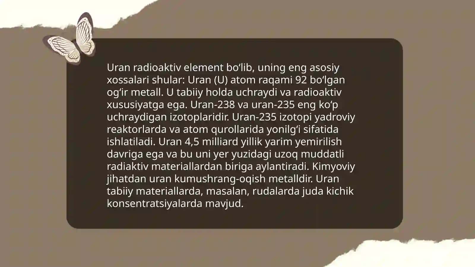 Uran radiaktivligining xossalari 3