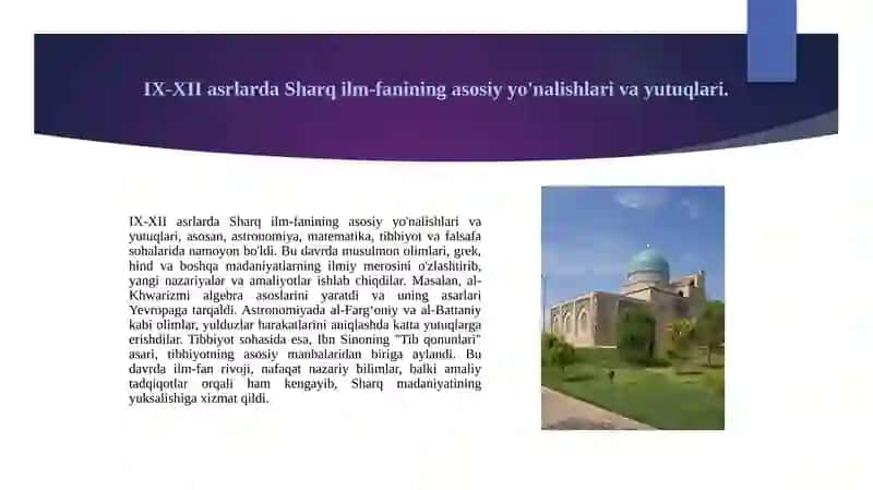 IX-XII asrlarda sharqda ilm-fan ravnaqi 3