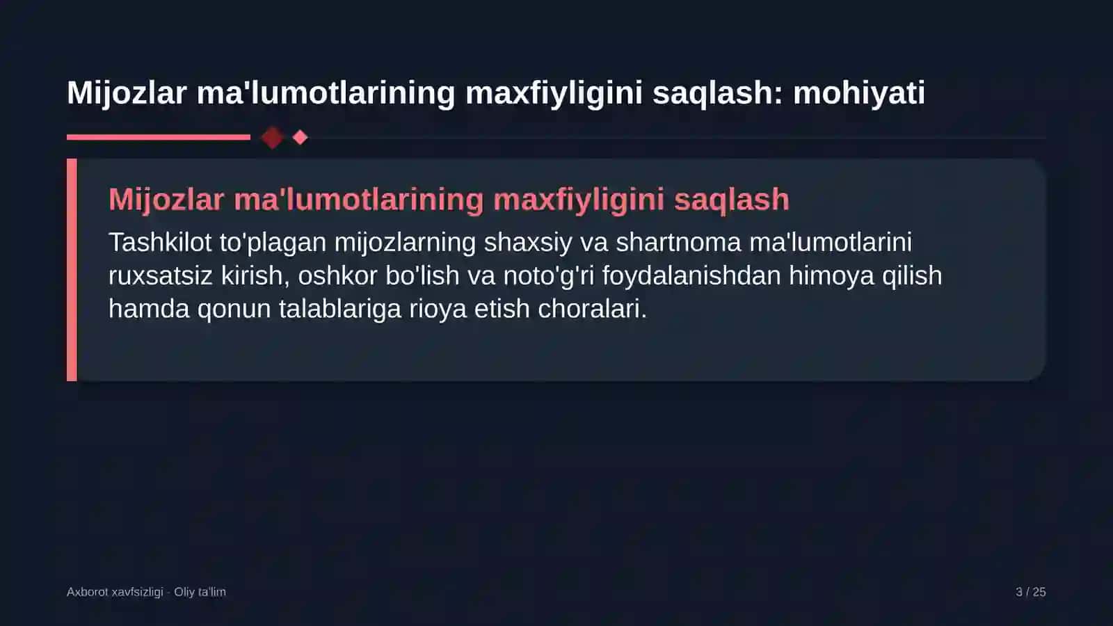 Axborot xavfsizligi · Oliy ta'lim 3