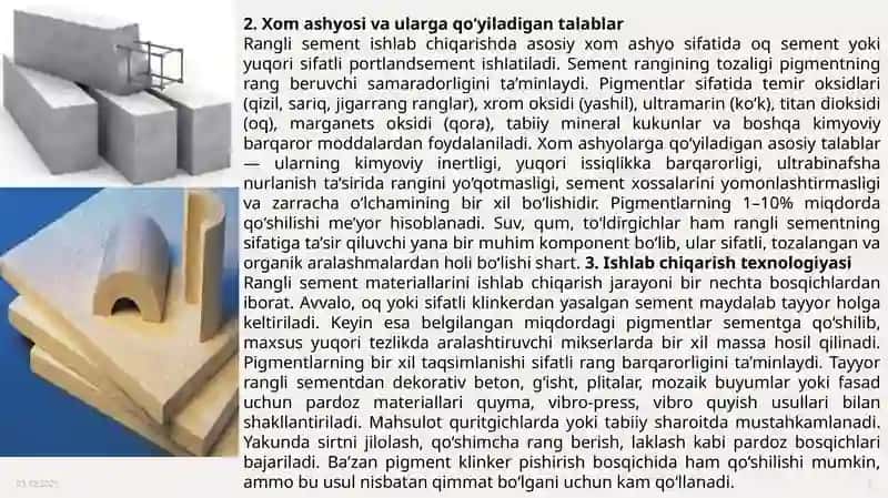 Qurilishida pardozbop rangli sement materiallarini qo’llanilishi 3