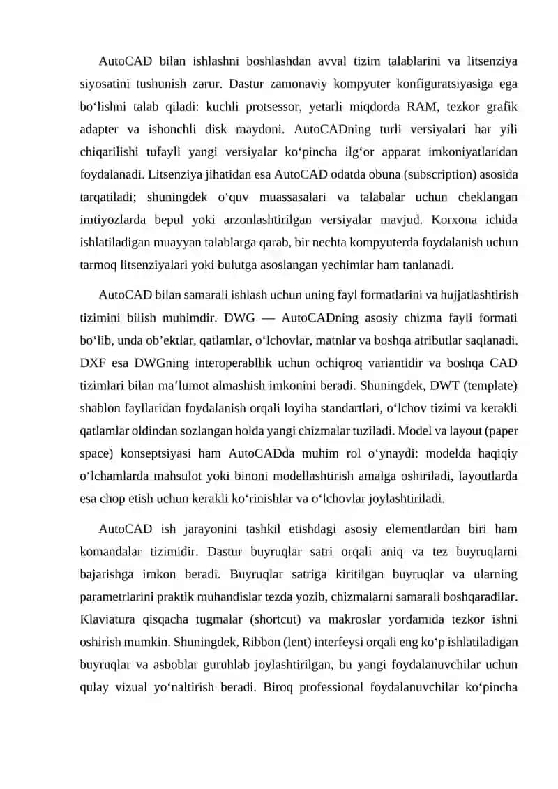 AutoCAD Dasturining Interfeysi va Buyum Paneli 3
