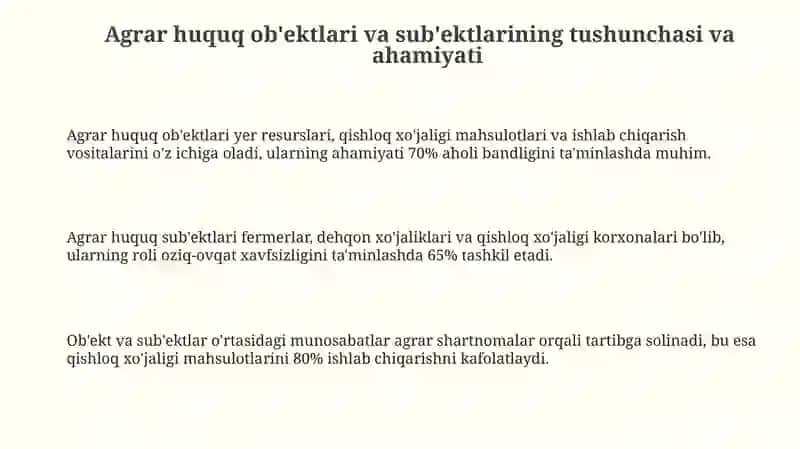 Agrar huquqi obyektlari va subyektlari 3
