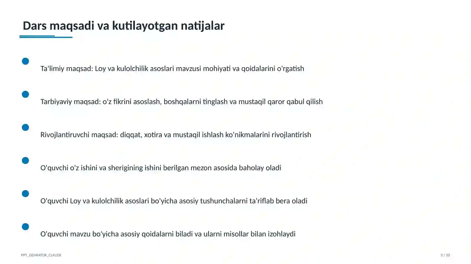 Loy va kulolchilik asoslari (4-sinf) 3