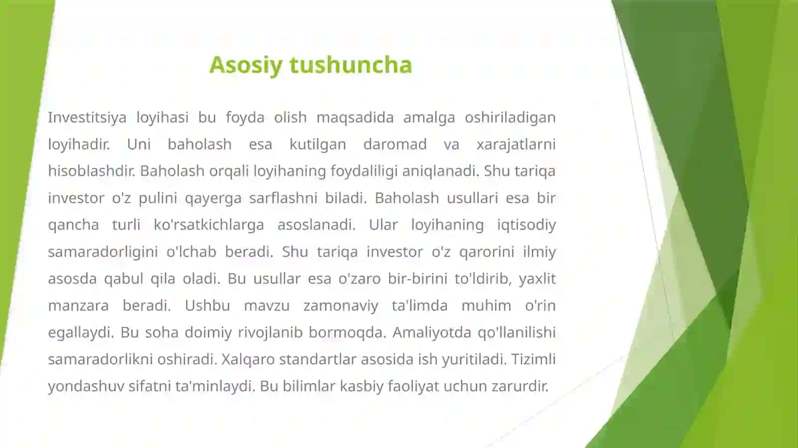 Investitsiya loyihalarini baholash usullari 3