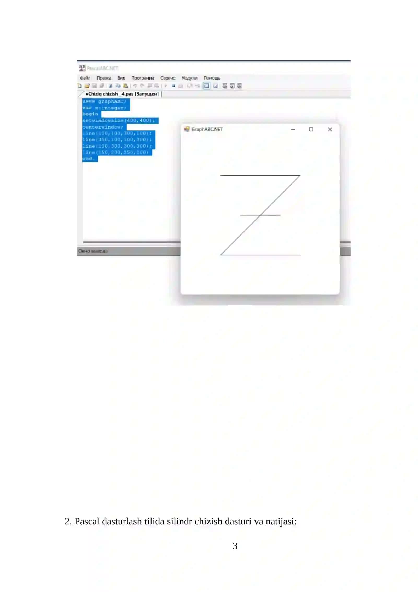Oddiy geometrik figuralarni chizish dasturi 3