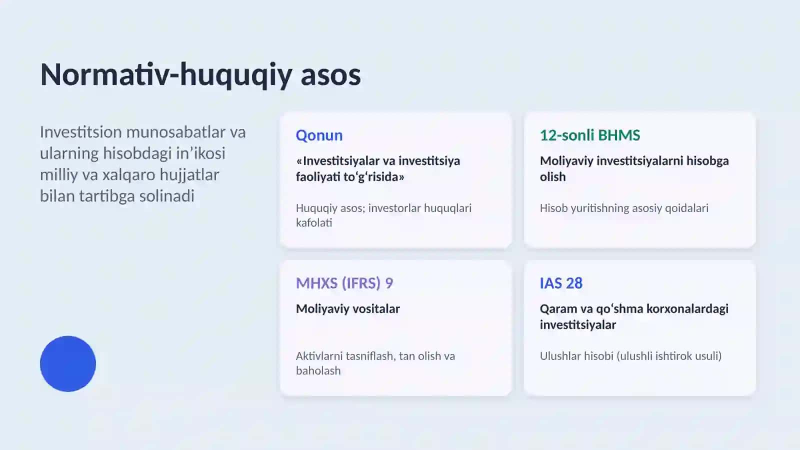 Investitsiyalar va moliyaviy investitsiyalar hisobi 3