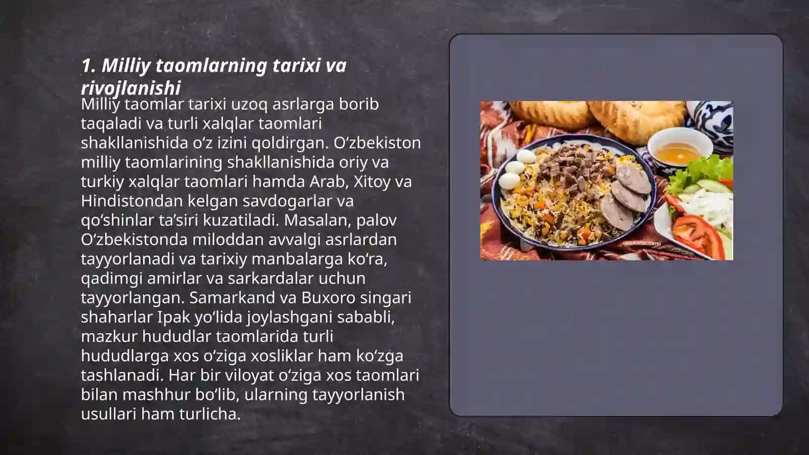 Moddiy madaniyatdagi transformatsiyalar taomlar bo‘yicha 3